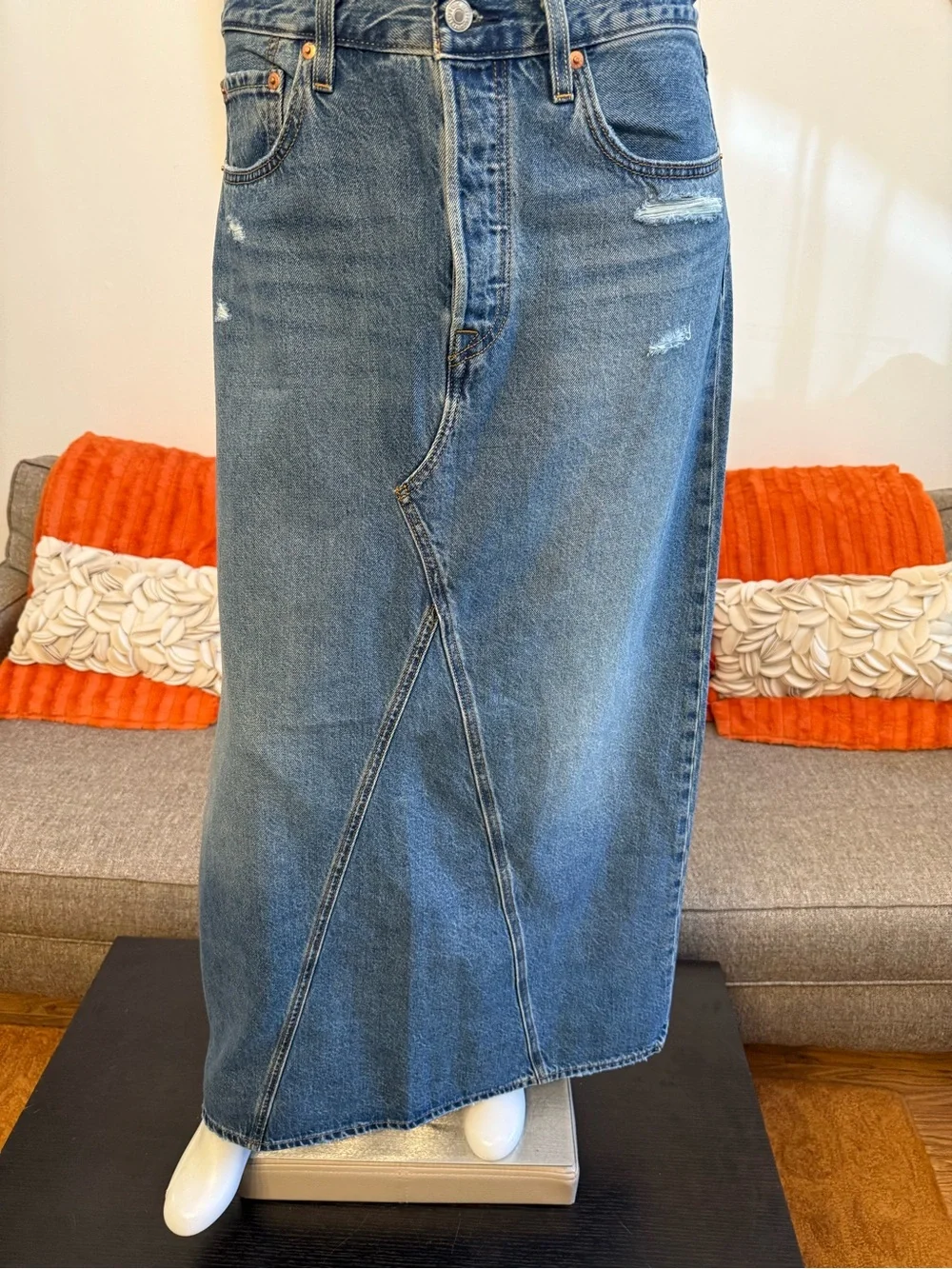 ❣️🆕Levi's Cotton Iconic Side-Slit Maxi Denim Skirt❣️